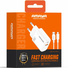 СЗУ Amaya E231D PD25W+QC3.0 (1USB-A/1C) + кабель USB to Type-C – Белый