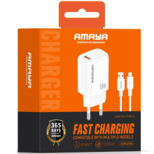 СЗУ Amaya U79S QC3.0 18W (1USB-A) + кабель USB to Type-C – Белый
