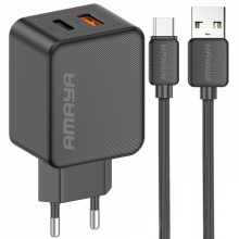 СЗУ Amaya E113UC PD25W+QC3.0 (1USB-A/1C) + кабель USB to Type-C