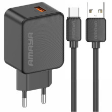 СЗУ Amaya E111U QC3.0 18W (1USB-A) + кабель USB to Type-C