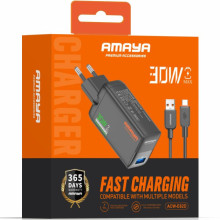 СЗУ Amaya E82D QC3.0 30W (1USB-A) + кабель USB to Type-C – Черный