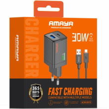 СЗУ Amaya E81S PD30W+QC3.0 (1USB-A/1C) + кабель USB to Type-C – Черный