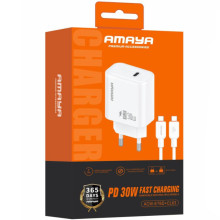 СЗУ Amaya E76D PD30W (1USB-C) + кабель Type-C to Type-C – Белый