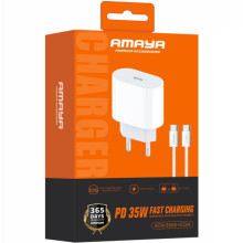 СЗУ Amaya E69S PD35W (1USB-C) + кабель Type-C to Type-C – Белый