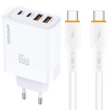 СЗУ Amaya E101F PD65W+QC3.0 GaN (2USB-A/2C) + кабель Type-C to Type-C