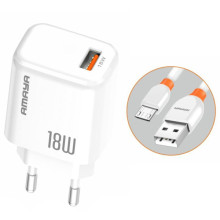 СЗУ Amaya E56 QC3.0 18W (1USB-A) + кабель USB to MicroUSB