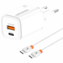 СЗУ Amaya E48D PD33W+QC3.0 (1USB-A/1C) + кабель Type-C to Type-C