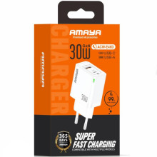 СЗУ Amaya E46D PD30W+QC3.0 GaN (1USB-A/1C) – Белый