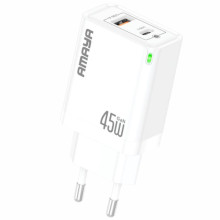 СЗУ Amaya E45D PD45W+QC3.0 GaN (1USB-A/1C) – Белый