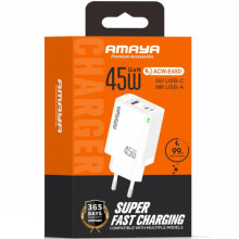 СЗУ Amaya E45D PD45W+QC3.0 GaN (1USB-A/1C) – Белый