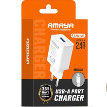 МЗП Amaya M3 2.4A (1USB-A) + кабель USB to MicroUSB – Білий