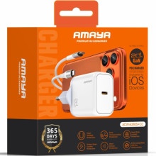 МЗП Amaya E280S PD20W GaN (1USB-C) + кабель Type-C to Type-C – Білий