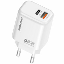 СЗУ Amaya E43D PD20W (1USB-A/1C) + кабель USB to Type-C – Белый