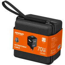 МЗП Amaya E700D PD70W+QC3.0 GaN (1USB-A/1C) + Retractable Cable Type-C – Чорний
