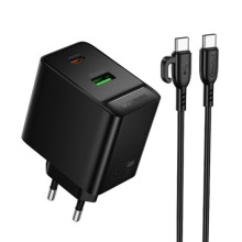 СЗУ Borofone BAS17A Erudite PD65W+QC3.0 (1USB-A/1C) + кабель Type-C to Type-C