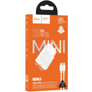 МЗП Hoco N72 Speed ultra-thin PD20W (1USB-C) + кабель Type-C to Type-C