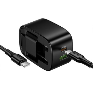 СЗУ Hoco CS101A Folding PD20W+QC3.0 (1USB-A/1C) + кабель Type-C to Type-C