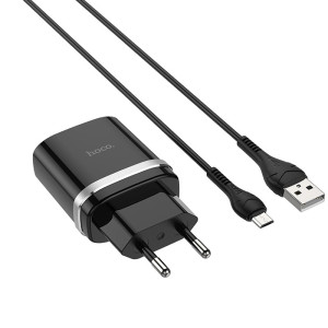 МЗП Hoco C12Q Smart QC3.0 3A (1USB-A) + кабель USB to MicroUSB – Чорний