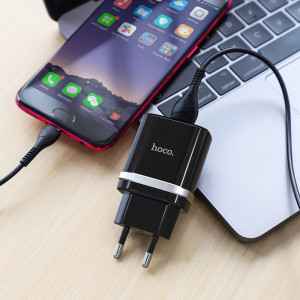 МЗП Hoco C12Q Smart QC3.0 3A (1USB-A) + кабель USB to MicroUSB – Чорний