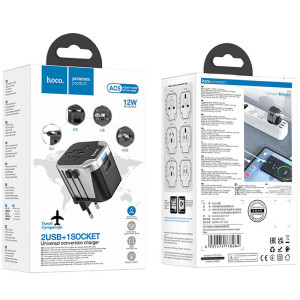 МЗП Hoco AC5 Level 2USB+Socket – Чорний