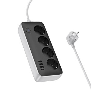 Подовжувач Hoco AC21 Sunlight 4-bit (1C/3A/4xSocket) (1.5m) – Білий