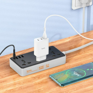 Подовжувач Hoco AC8A Storm (PD30W/1C/3A/3xSocket) (1.5m) – Чорний