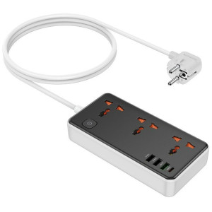 Подовжувач Hoco AC8A Storm (PD30W/1C/3A/3xSocket) (1.5m) – Чорний