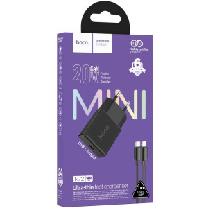 МЗП Hoco N72 Speed ultra-thin PD20W (1USB-C) + кабель Type-C to Lightning – Чорний
