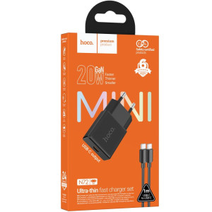 МЗП Hoco N72 Speed ultra-thin PD20W (1USB-C) + кабель Type-C to Type-C – Чорний