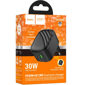 МЗП Hoco CS102A Folding PD30W+QC3.0 (1USB-A/1C) – Чорний