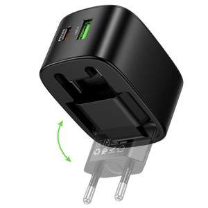 МЗП Hoco CS102A Folding PD30W+QC3.0 (1USB-A/1C) – Чорний