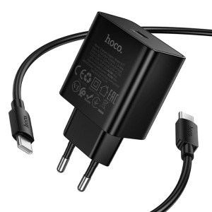 МЗП Hoco N77 Star PD45W (1USB-C) + кабель Type-C to Type-C – Чорний