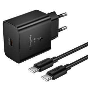 МЗП Hoco N77 Star PD45W (1USB-C) + кабель Type-C to Type-C – Чорний