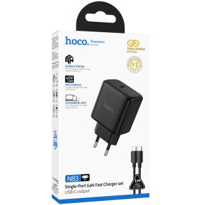 МЗП Hoco N83 Profit PD40W (1USB-C) + кабель Type-C to Type-C – Чорний