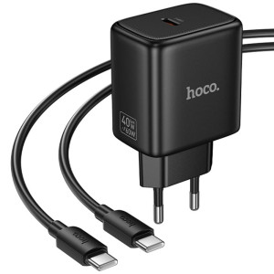 МЗП Hoco N83 Profit PD40W (1USB-C) + кабель Type-C to Type-C – Чорний