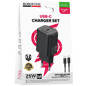 МЗП Borofone BAS84A Star PD25W (1USB-C) + кабель Type-C to Type-C