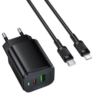 МЗП Borofone BAS83A Star PD20W+QC3.0 (1USB-A/1C) + кабель Type-C to Lightning