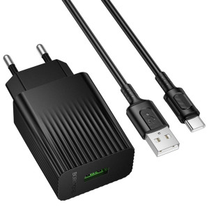 СЗУ Borofone BAS72A Source QC3.0 (1USB-A) + кабель USB to Type-C