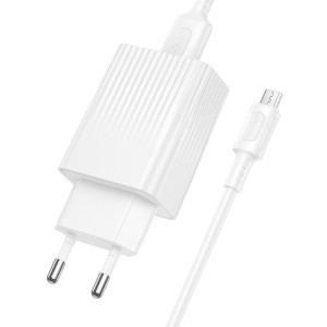 МЗП Borofone BAS72A Source QC3.0 (1USB-A) + кабель USB to MicroUSB – Білий