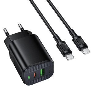 СЗУ Borofone BAS85A Star PD30W+QC3.0 (1USB-A/1C) + кабель Type-C to Type-C – Черный