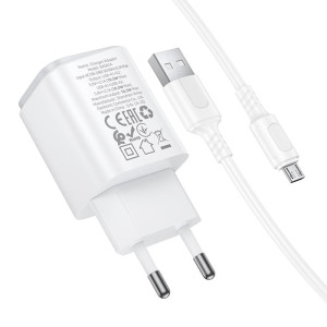 МЗП Borofone BAS81A Star 10.5W (2USB-A) + кабель USB to MicroUSB – Білий