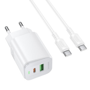 МЗП Borofone BAS83A Star PD20W+QC3.0 (1USB-A/1C) + кабель Type-C to Type-C – Білий