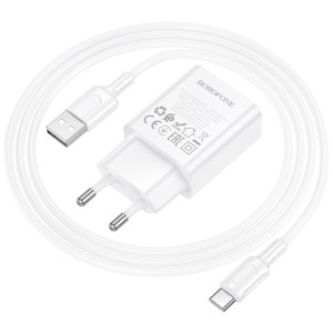 МЗП Borofone BA110A Lemi 7.5W (1USB-A) + кабель USB to Type-C – Білий