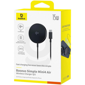 БЗП Baseus Simple Mini4 Air Magnetic Qi2 15W (P102782) – Чорний