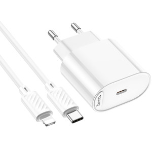 СЗУ Hoco C109A Fighter PD20W+QC3.0 (1USB-A/1C) + кабель Type-C to Lightning