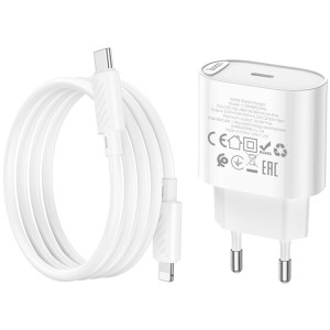 СЗУ Hoco C109A Fighter PD20W+QC3.0 (1USB-A/1C) + кабель Type-C to Lightning