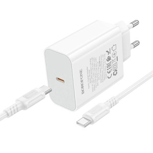 СЗУ Borofone BA109A Star PD40W (1USB-C) + кабель Type-C to Type-C – Белый