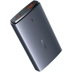 СЗУ Baseus GaN5 Pro Ultra-Slim PD65W+QC3.0 (1USB-A/1C) + кабель Type-C to Type-C (CCGP15011) (Серый)