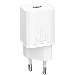 СЗУ Baseus Super Si Quick Charger PD20W (1USB-C) + кабель Type-C to Lightning (TZCCSUP-B) – Белый