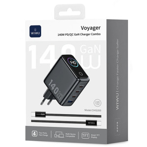 МЗП WIWU CHG200 Voyager PD140W+QC3.0 (1USB-A/3C) + кабель Type-C to Type-C